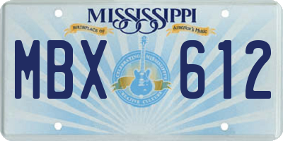 MS license plate MBX612