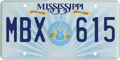 MS license plate MBX615