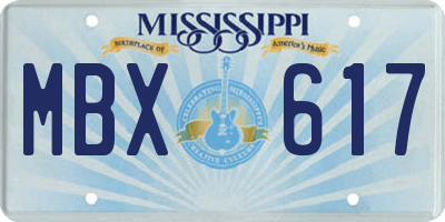 MS license plate MBX617