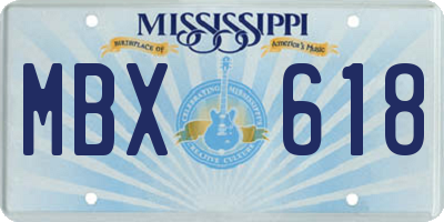 MS license plate MBX618