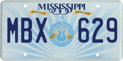 MS license plate MBX629