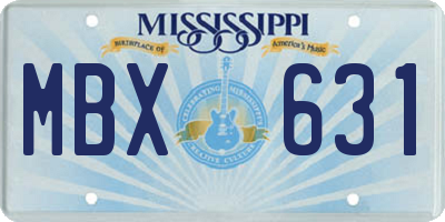 MS license plate MBX631