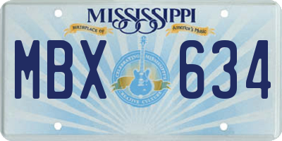 MS license plate MBX634