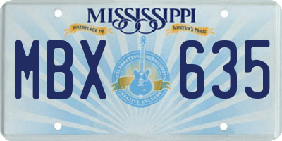 MS license plate MBX635
