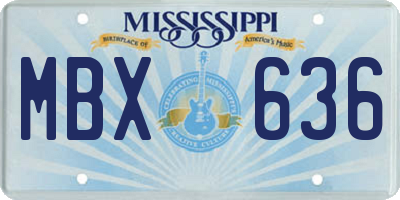 MS license plate MBX636