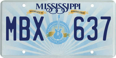 MS license plate MBX637