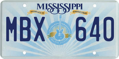 MS license plate MBX640