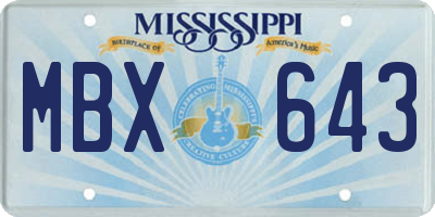 MS license plate MBX643