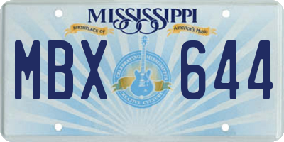 MS license plate MBX644