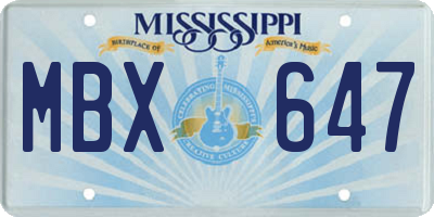 MS license plate MBX647
