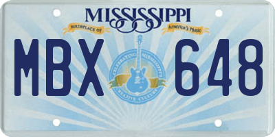 MS license plate MBX648