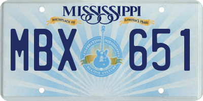 MS license plate MBX651