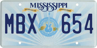 MS license plate MBX654