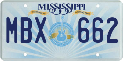 MS license plate MBX662