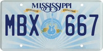 MS license plate MBX667