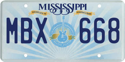 MS license plate MBX668