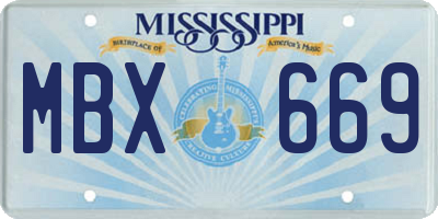 MS license plate MBX669