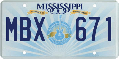 MS license plate MBX671