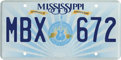 MS license plate MBX672