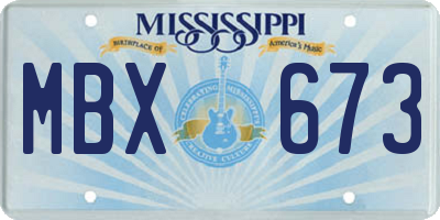 MS license plate MBX673
