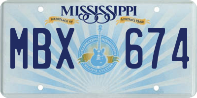 MS license plate MBX674