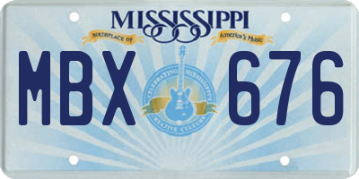 MS license plate MBX676