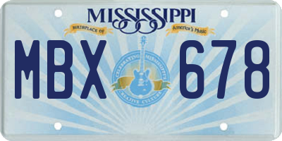MS license plate MBX678