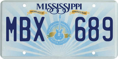 MS license plate MBX689