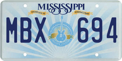 MS license plate MBX694