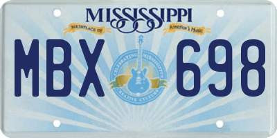 MS license plate MBX698