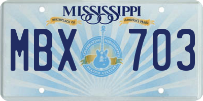 MS license plate MBX703