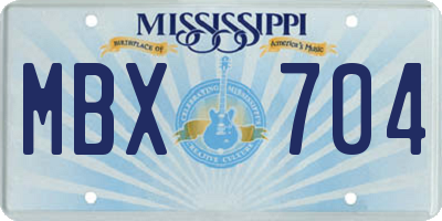 MS license plate MBX704