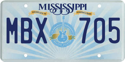 MS license plate MBX705
