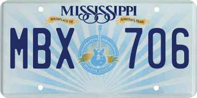 MS license plate MBX706