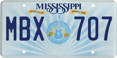 MS license plate MBX707