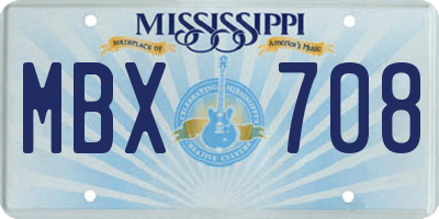 MS license plate MBX708
