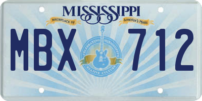 MS license plate MBX712