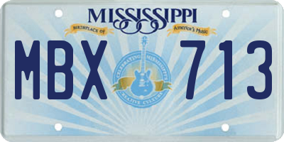 MS license plate MBX713