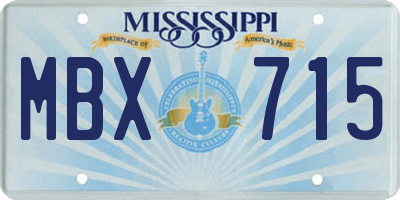 MS license plate MBX715