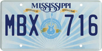 MS license plate MBX716