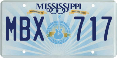 MS license plate MBX717