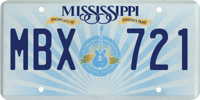 MS license plate MBX721