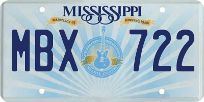 MS license plate MBX722
