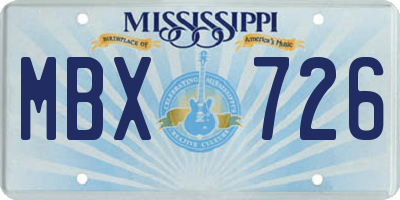 MS license plate MBX726