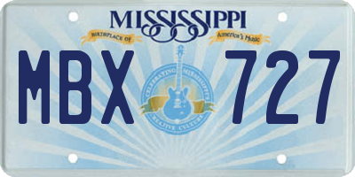 MS license plate MBX727