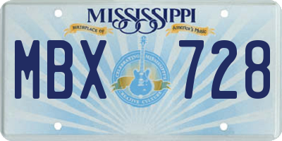 MS license plate MBX728