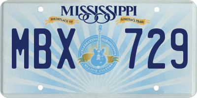 MS license plate MBX729