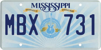 MS license plate MBX731