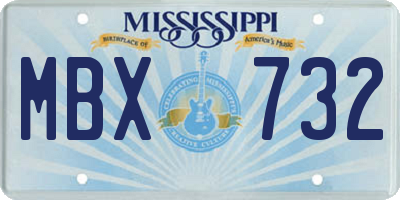 MS license plate MBX732