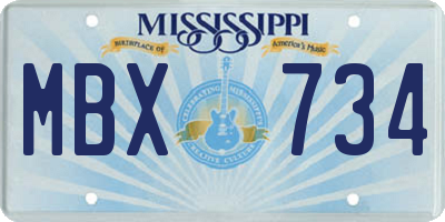 MS license plate MBX734